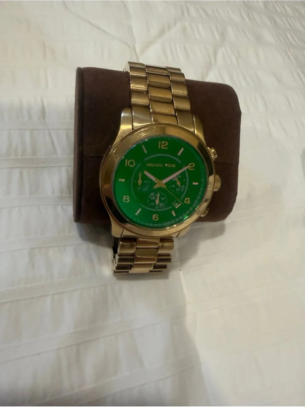 Michael Kors MK8407 Runway Flash Lens Gold Watch Green Flash Like New
